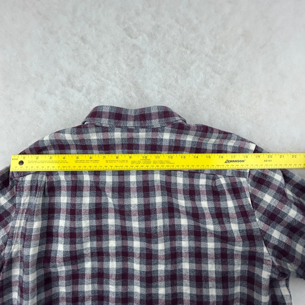 Black Brown 1826 Heavy Flannel Shirt Mens‎ XL Burgundy Gray Plaid Long Sleeve - Picture 11 of 15